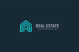 Initial letter DU roof logo real estate with creative and modern logo style