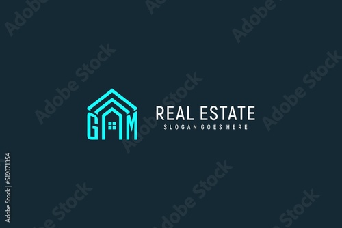 Initial letter GM roof logo real estate with creative and modern logo style