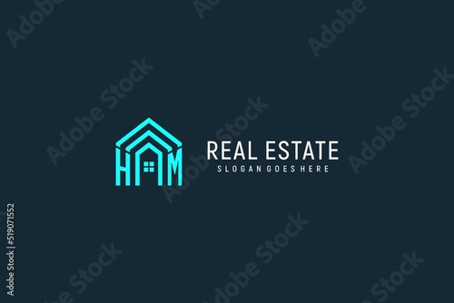 Initial letter HM roof logo real estate with creative and modern logo style