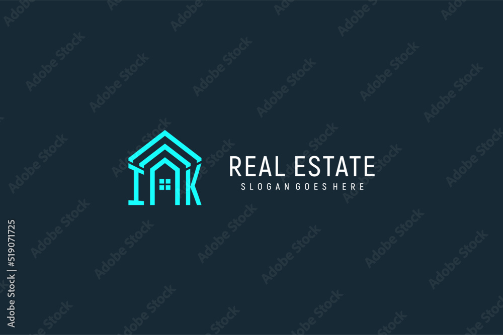 Initial letter IK roof logo real estate with creative and modern logo ...
