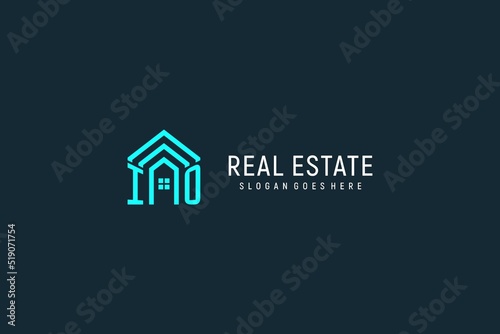 Initial letter IO roof logo real estate with creative and modern logo style