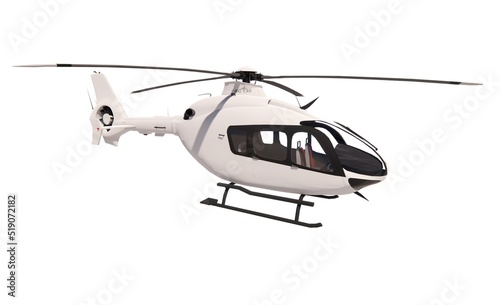 Helicopter civilian mockup template 3d model render isolated background white