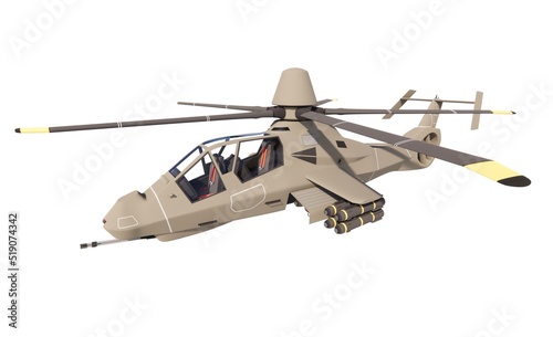 Fototapeta Naklejka Na Ścianę i Meble -  Helicopter military 3d render illustration model