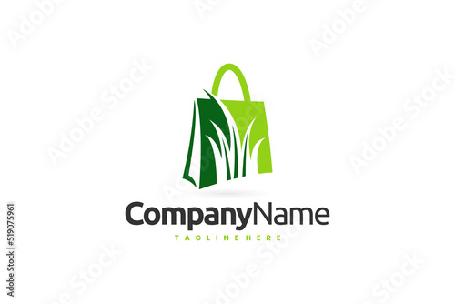 lawn care shopping logo, grass bag logo