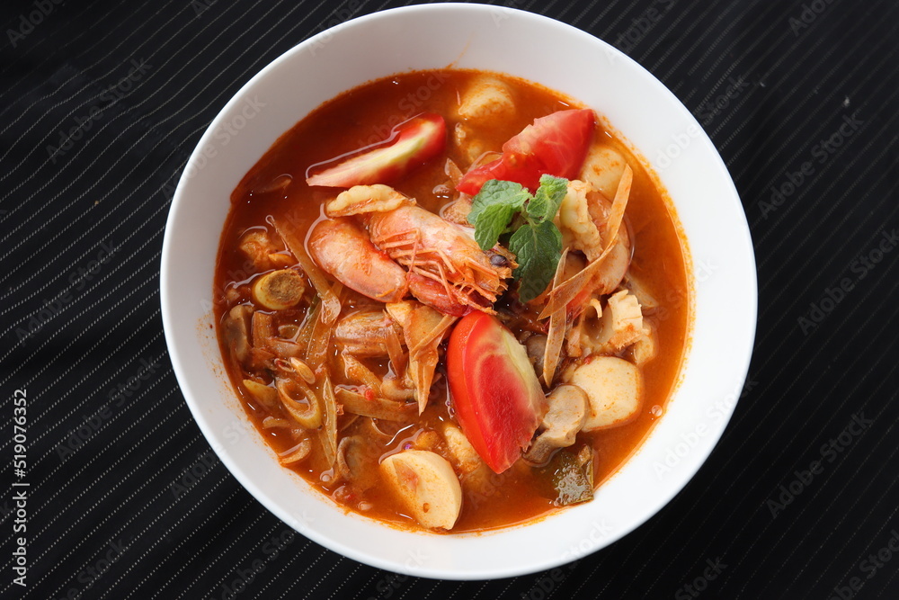 thailand food spicy tomyam shirmp soup in a bowl thailand food spicy tomyam shirmp soup in a bowl