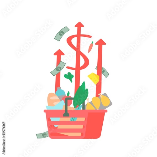 Food crisis, inflation, hunger concept. Isolated vector illustration