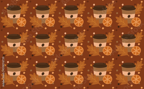 Autumn mood with coffee pattern
