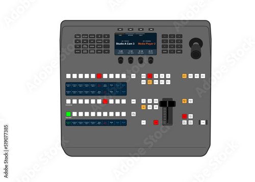 Video Switcher for video production and Live Streaming. equipment for television Production andTechnical Director. The panel  Vision Mixer.