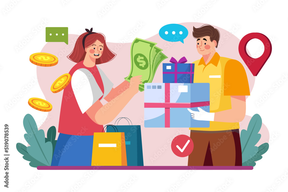 Cash On Delivery Illustration concept. Flat illustration isolated on white background