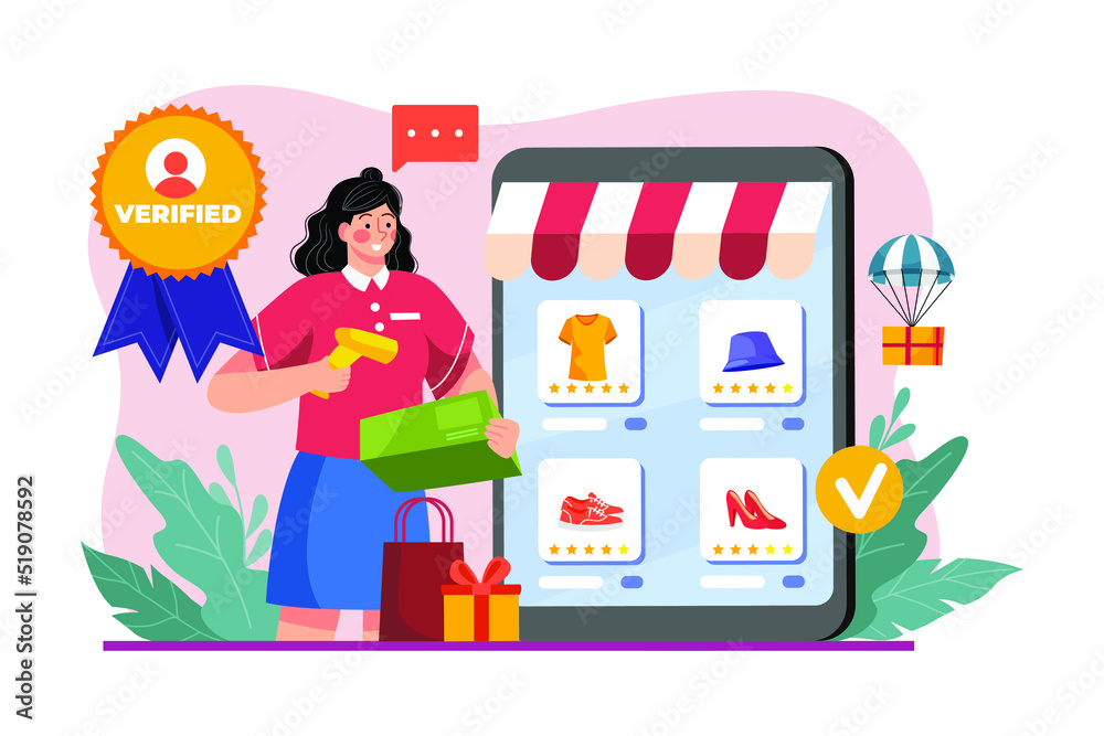 Verified Seller Illustration concept. Flat illustration isolated on white background Verified Seller Illustration concept. Flat illustration isolated on white background