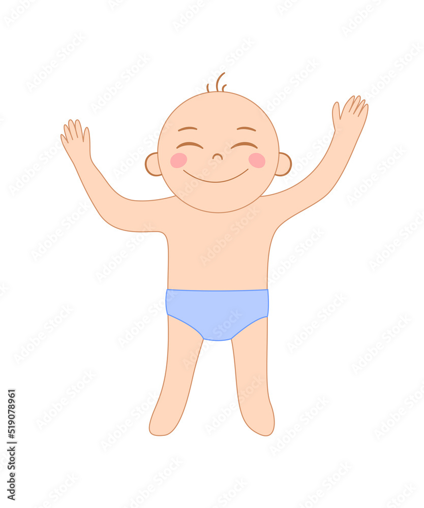 Vector illustration of cartoon child toddler. Drawing isolated on white background Vector illustration of cartoon child toddler. Drawing isolated on white background