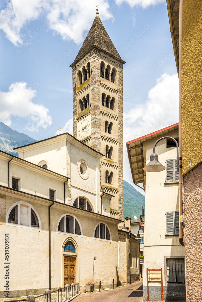 Clock tower in the streets of Tirano - Italy