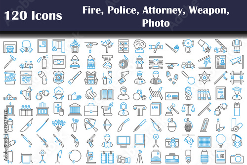 120 Icons Of Fire, Police, Attorney, Weapon, Photo