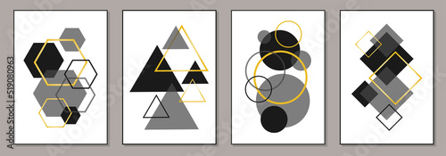 Trendy set of abstract creative minimalist artistic geometric compositions