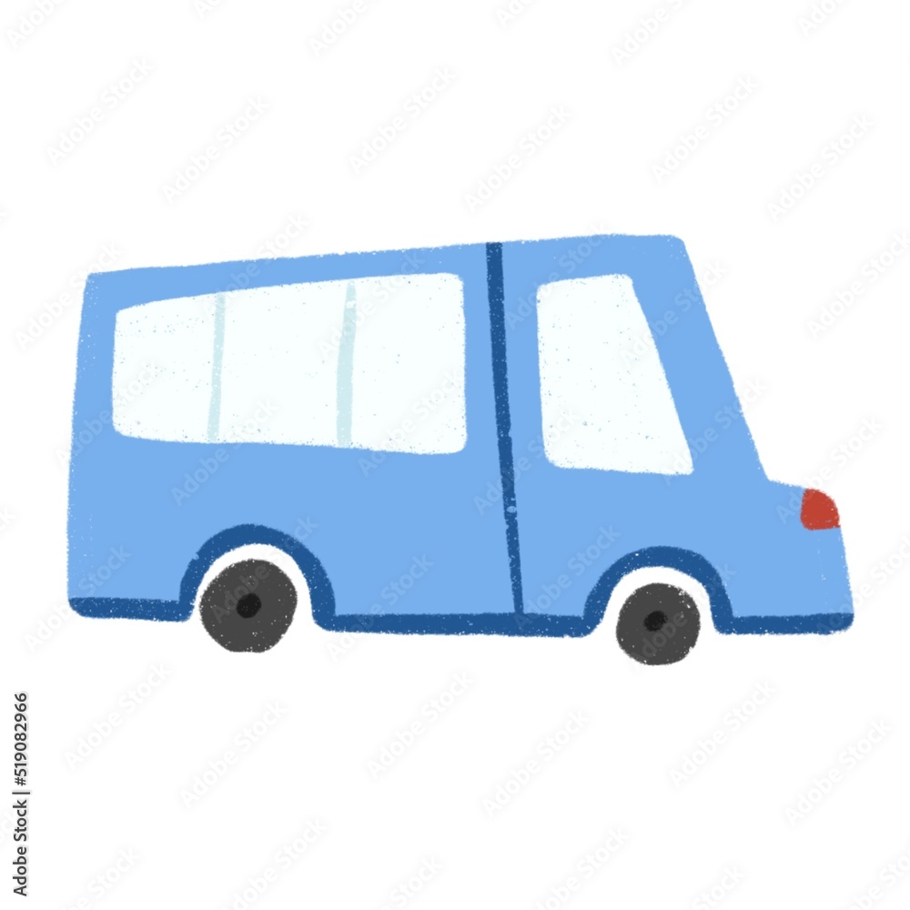 Cute blue car illustration transportation for pattern and children design