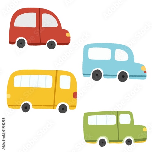 Cute car and bus illustration transportation for pattern and children design