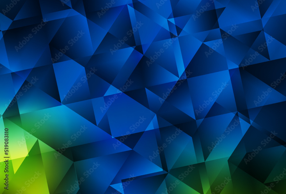 Dark Blue, Green vector abstract polygonal template. - obrazy, fototapety, plakaty 