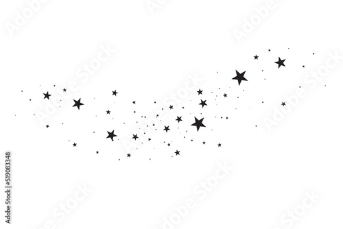 Stars on a white background. Black star shooting with an elegant star.Meteoroid, comet, asteroid, stars.