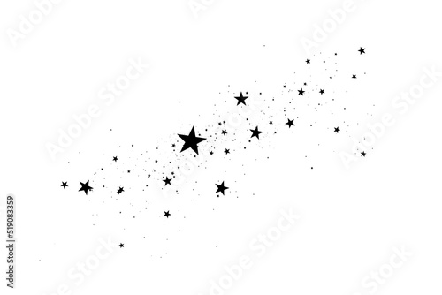 Stars on a white background. Black star shooting with an elegant star.Meteoroid  comet  asteroid  stars.