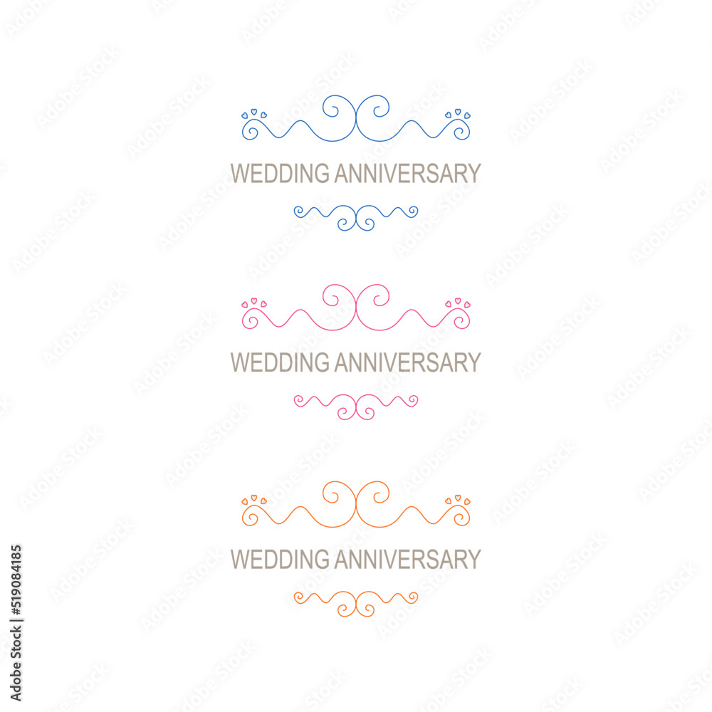 Wedding Anniversary Simple Design Labels Set Wedding Anniversary Simple Design Labels Set