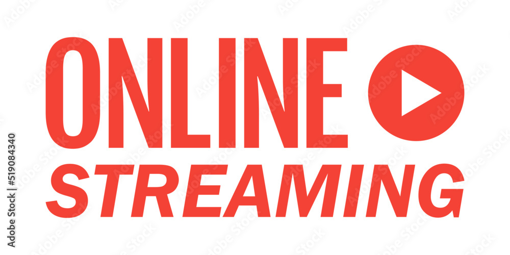Live streaming logo - red vector design element with play button for news and TV or online broadcasting. Vector illustration. Live streaming logo - red vector design element with play button for news and TV or online broadcasting. Vector illustration.