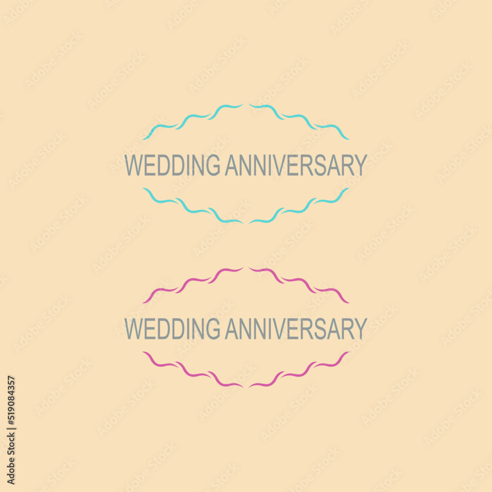 Wedding Anniversary Simple Design Labels Set