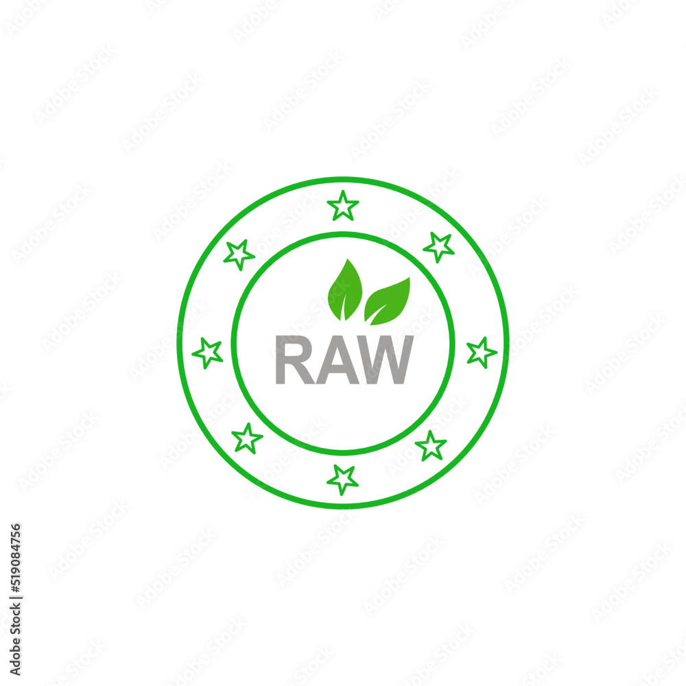 Raw Simple Green Badge isolated On White Raw Simple Green Badge isolated On White