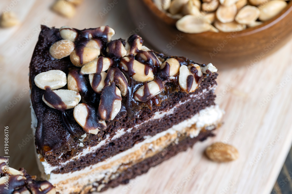 chocolate cake with nut filling and peanuts chocolate cake with nut filling and peanuts