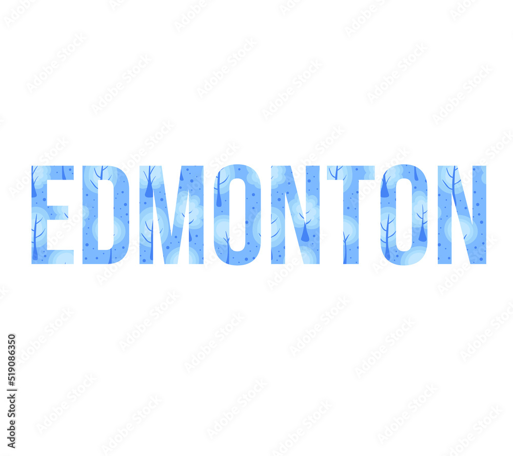 Edmonton city name filled with winter trees pattern