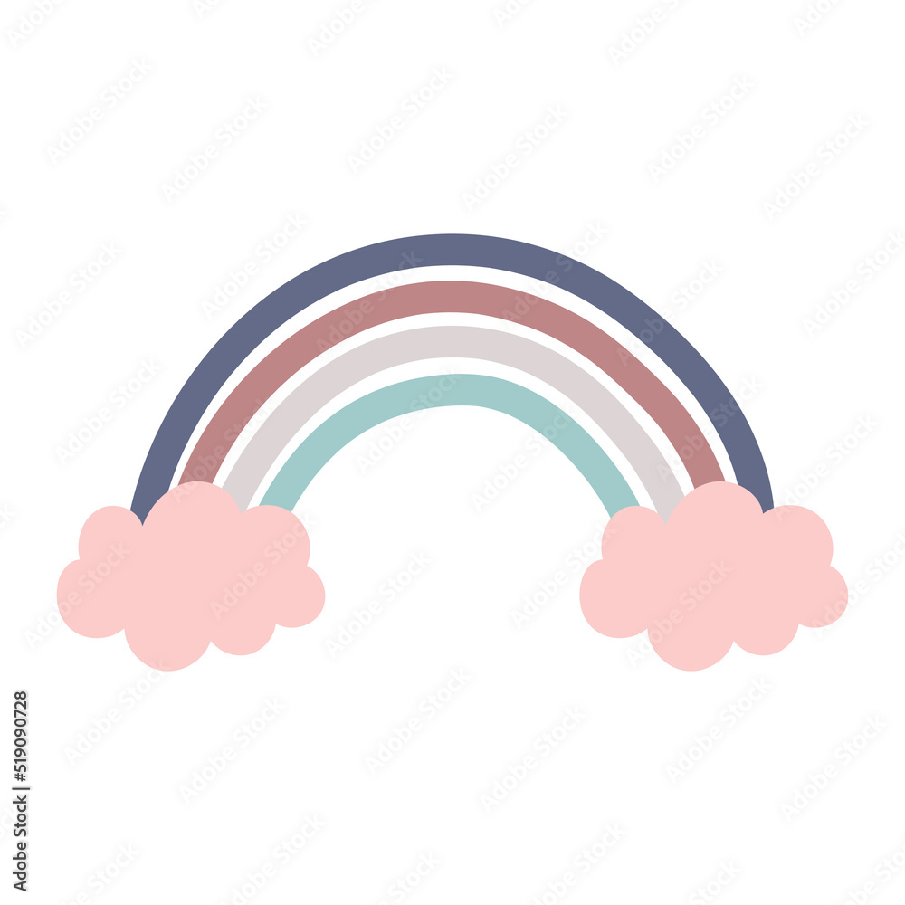 Flat icon clouds and colorful rainbow isolated on white background. Vector illustration. Flat icon clouds and colorful rainbow isolated on white background. Vector illustration.