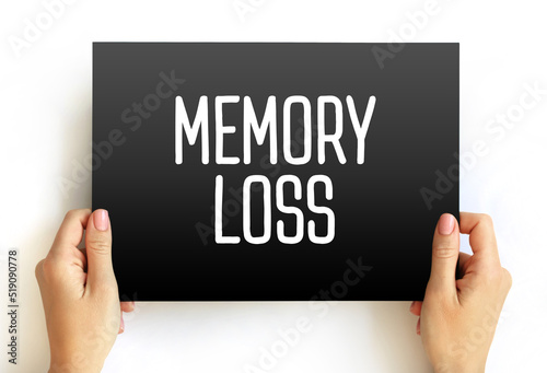 Memory Loss - amnesia is a deficit in memory caused by brain damage or disease, text concept on card