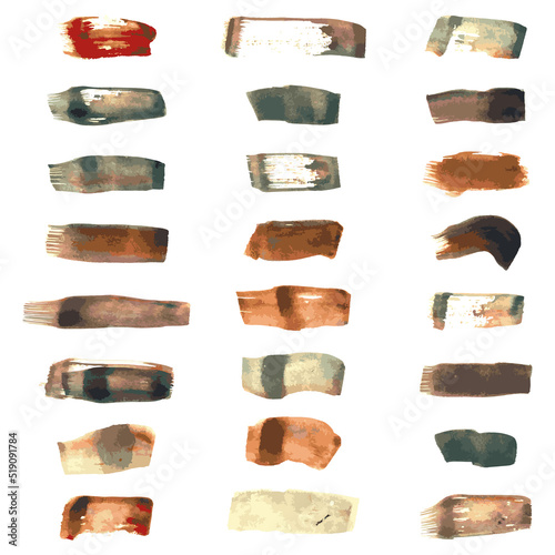 Colorful watercolor brushstroke vector set for design element
