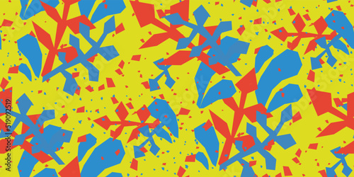 bright and bold herbal seamless pattern in the paper cutout technique. background for disposable tableware  gift bags  packaging