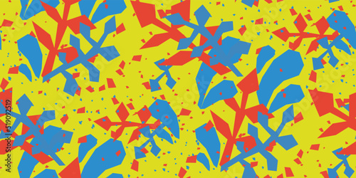 bright and bold herbal seamless pattern in the paper cutout technique. background for disposable tableware, gift bags, packaging