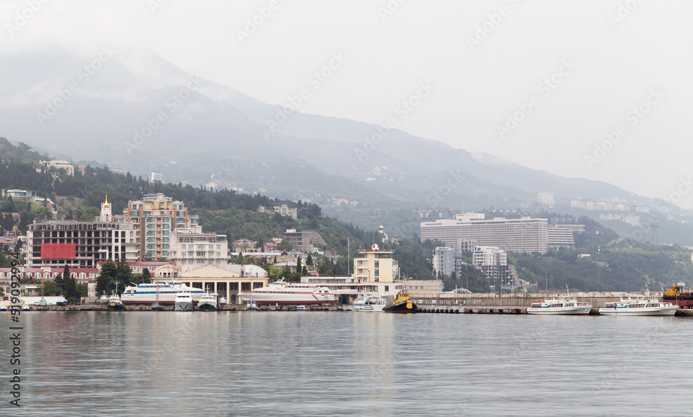 Yalta port seaside view. South coast of the Crimea