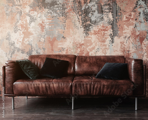 leather sofa in interior