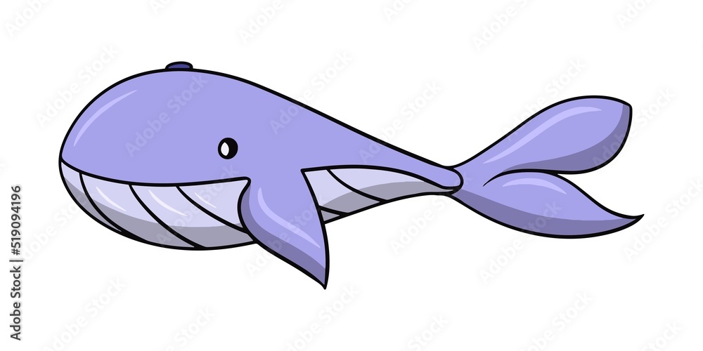 Big blue whale, Sea life, vector illustration in cartoon style