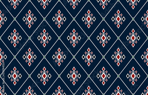 Geometric ethnic oriental seamless pattern traditional Design for background,carpet,wallpaper.clothing,wrapping,Batik fabric,Vector illustration.embroidery style - Sadu, sadou, sadow or sado
