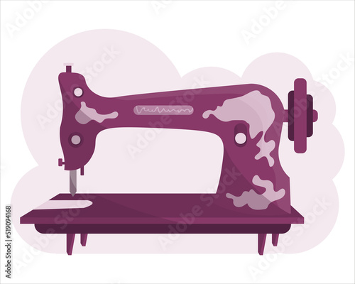 Flat vector illustration of sew machine icon