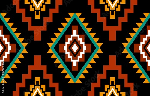 Geometric ethnic oriental seamless pattern traditional Design for background,carpet,wallpaper.clothing,wrapping,Batik fabric,Vector illustration.embroidery style - Sadu, sadou, sadow or sado
