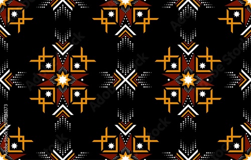 Geometric ethnic oriental seamless pattern traditional Design for background,carpet,wallpaper.clothing,wrapping,Batik fabric,Vector illustration.embroidery style - Sadu, sadou, sadow or sado