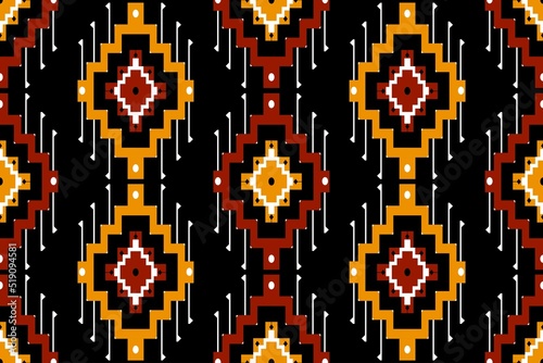 Geometric ethnic oriental seamless pattern traditional Design for background,carpet,wallpaper.clothing,wrapping,Batik fabric,Vector illustration.embroidery style - Sadu, sadou, sadow or sado