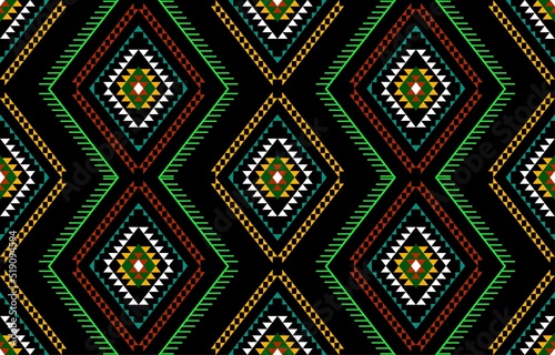 Geometric ethnic oriental seamless pattern traditional Design for background,carpet,wallpaper.clothing,wrapping,Batik fabric,Vector illustration.embroidery style - Sadu, sadou, sadow or sado