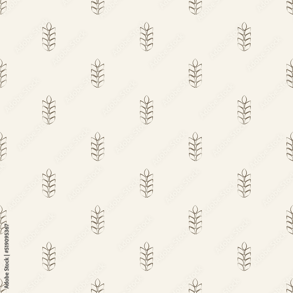 Vector simple seamless pattern with wheat ears. Template for web and advertising banner, article, promotion, design packaging of vegetable milk, porridge, protein bar, fabric, template labels. Vector simple seamless pattern with wheat ears. Template for web and advertising banner, article, promotion, design packaging of vegetable milk, porridge, protein bar, fabric, template labels.