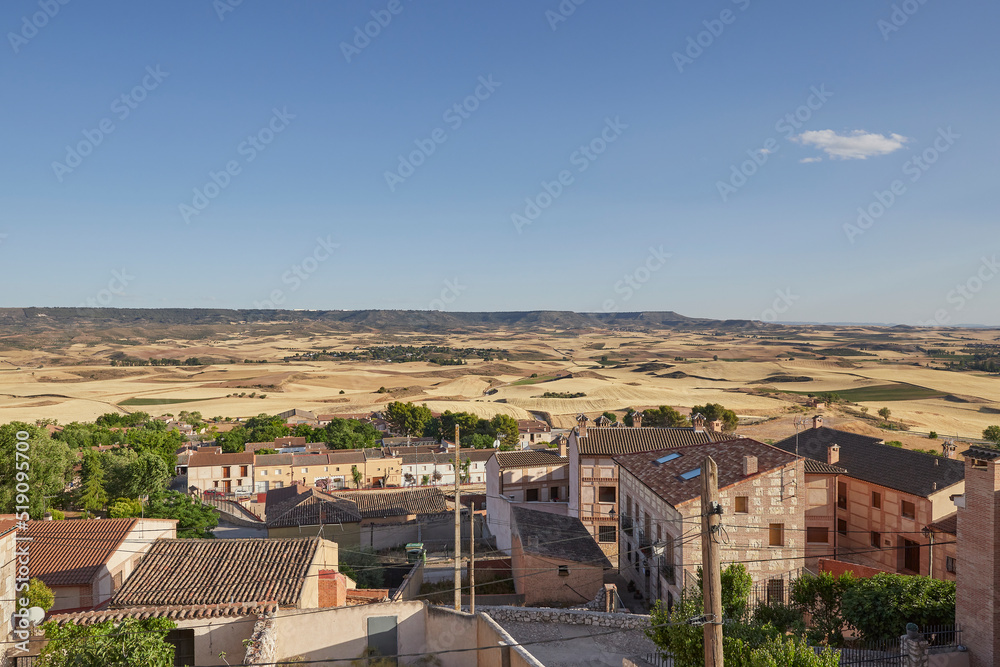 Landscape of a village and of the fields of castilla