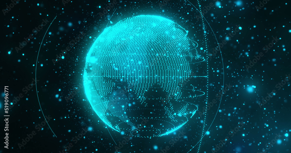 Obraz premium Image of network of connections over spinning globe