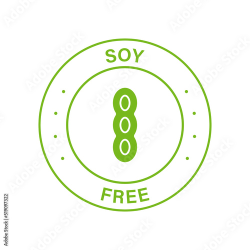 Soya Bean Free Green Icon. Soybean Label. No Allergy Food Product Symbol. Free Soy Bean, Legume Sign. Free Edamame Logo. Healthy Natural Diet Nutrition Stamp. Isolated Vector Illustration