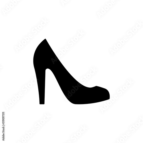 Women Pair Shoe High Heel Glamour Black Silhouette Icon. Female Fashion Stiletto Glyph Pictogram. Woman Elegant Shoes Flat Symbol. Beauty Bridal Ladys Classic Footwear. Isolated Vector Illustration