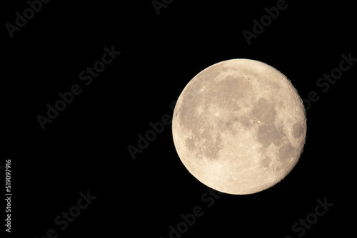 High angle view of full moon. Copy space.