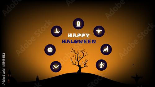 Happy Halloween silhouette style background wallpaper vector illustrator